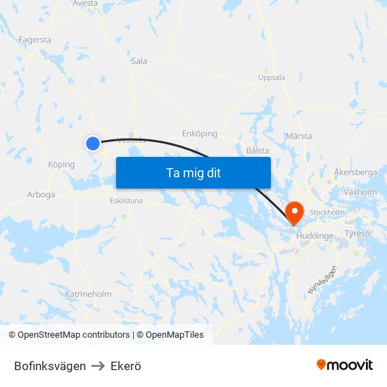 Bofinksvägen to Ekerö map