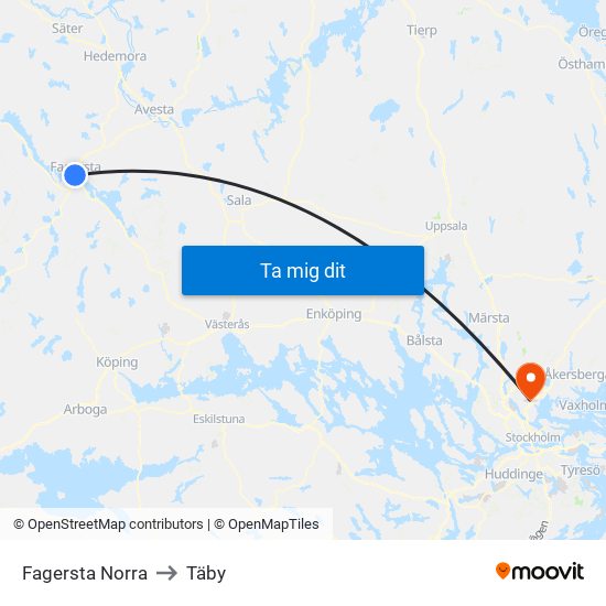 Fagersta Norra to Täby map