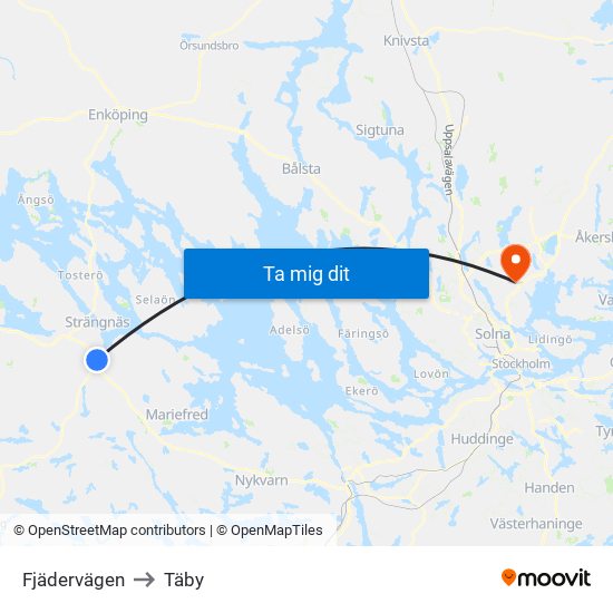 Fjädervägen to Täby map