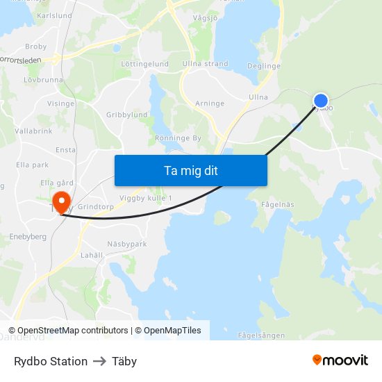 Rydbo Station to Täby map