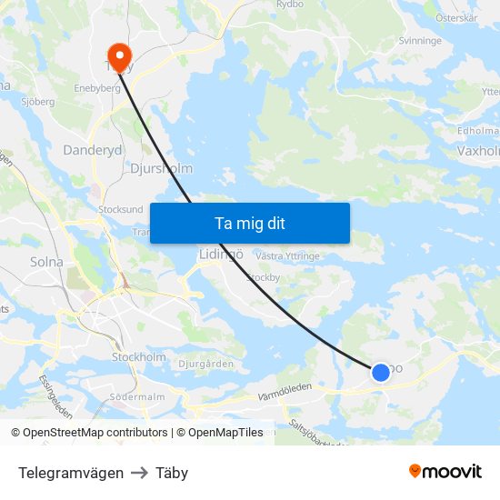 Telegramvägen to Täby map