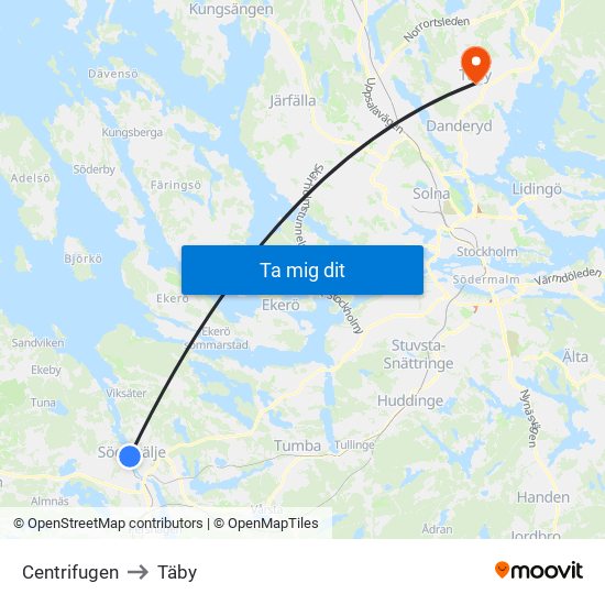 Centrifugen to Täby map