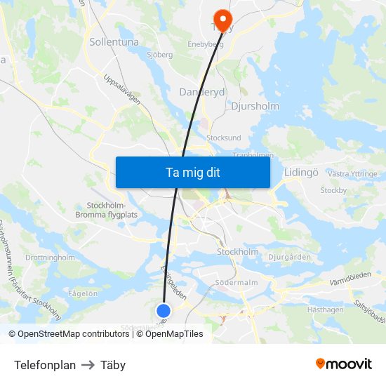 Telefonplan to Täby map