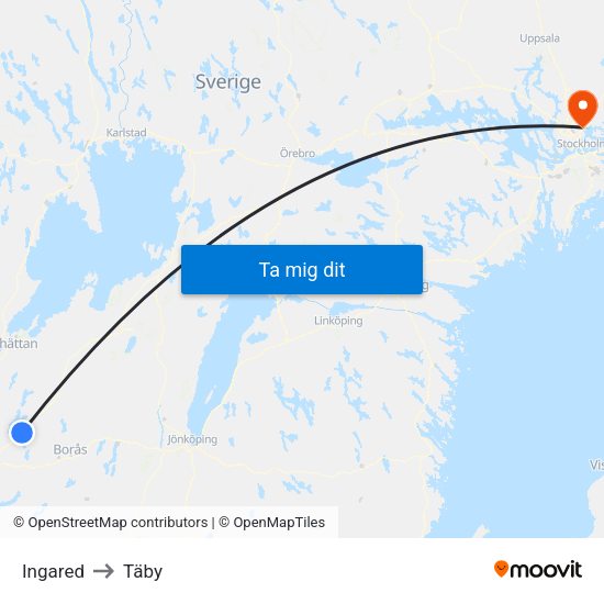 Ingared to Täby map