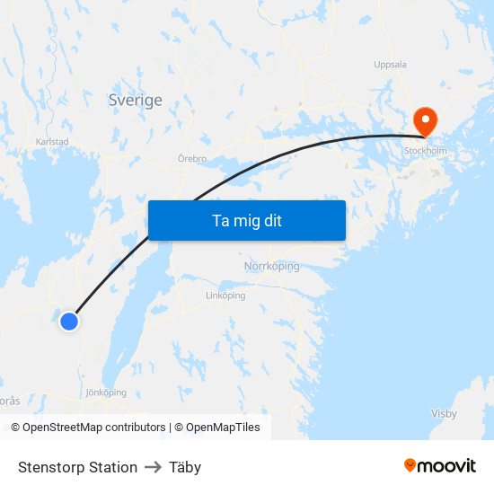 Stenstorp Station to Täby map