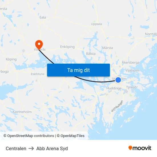 Centralen to Abb Arena Syd map