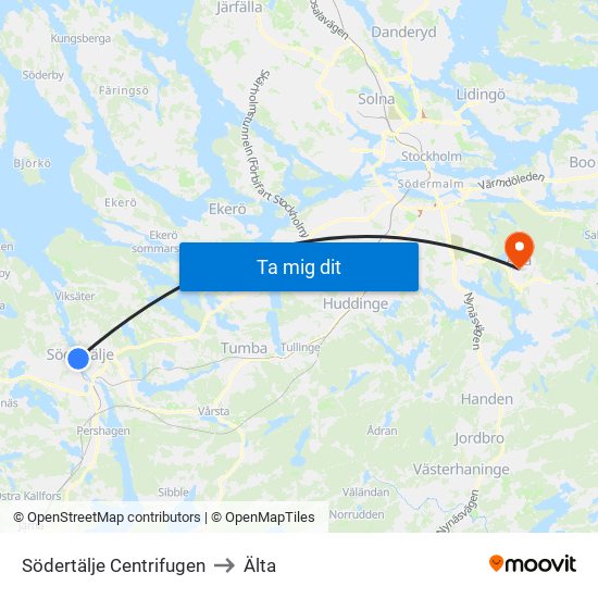 Södertälje Centrifugen to Älta map