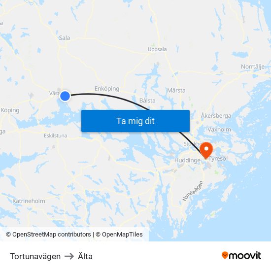 Tortunavägen to Älta map