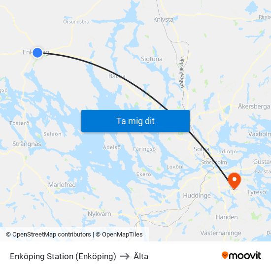 Enköping Station (Enköping) to Älta map