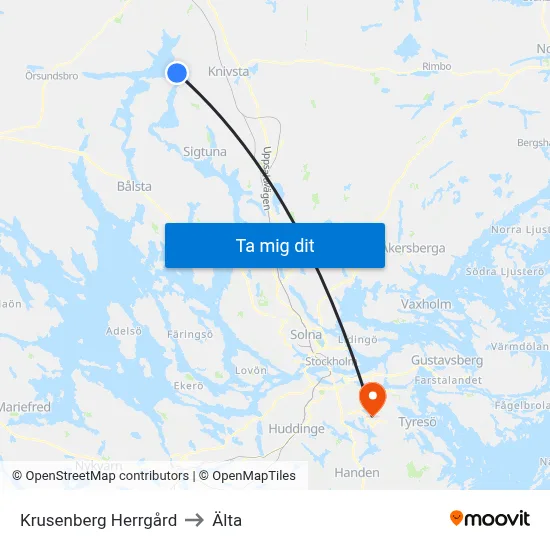 Krusenberg Herrgård to Älta map