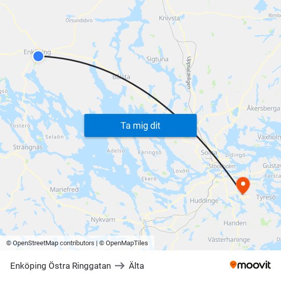 Enköping Östra Ringgatan to Älta map