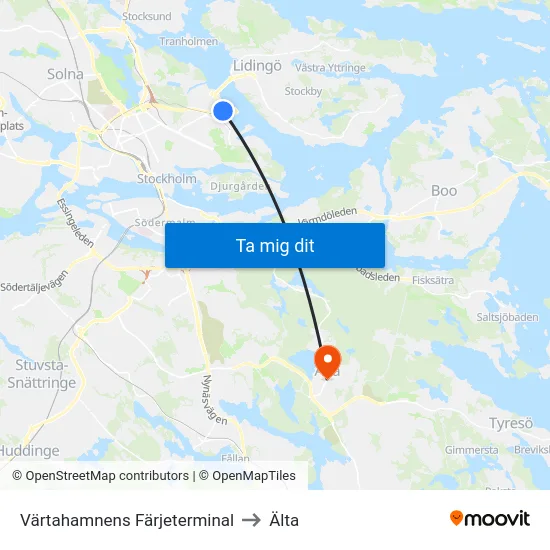 Värtahamnens Färjeterminal to Älta map