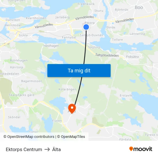 Ektorps Centrum to Älta map