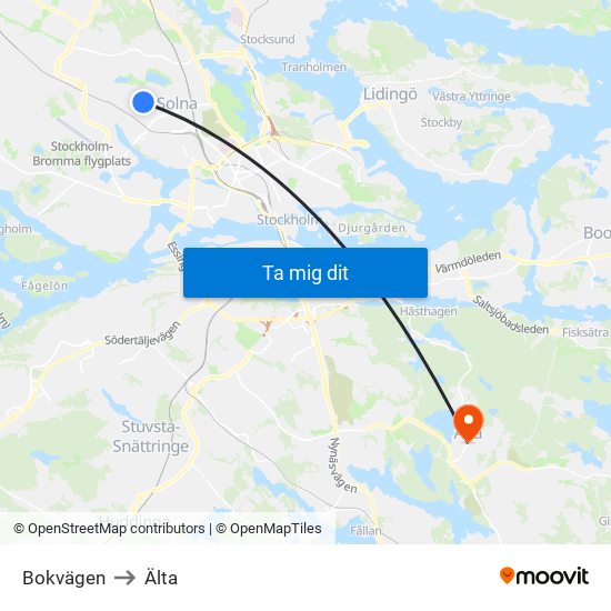 Bokvägen to Älta map