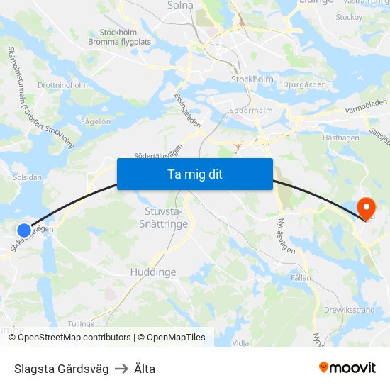 Slagsta Gårdsväg to Älta map