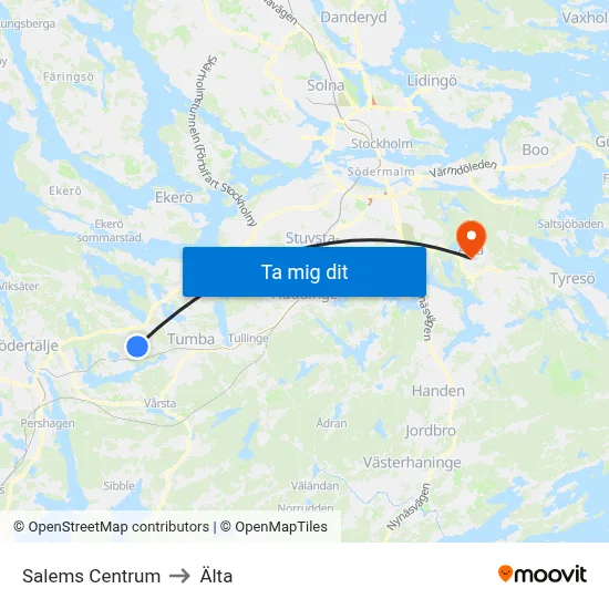 Salems Centrum to Älta map