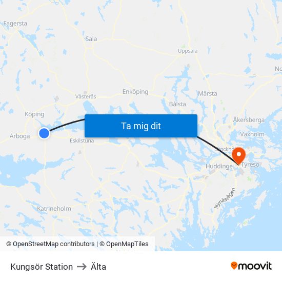 Kungsör Station to Älta map