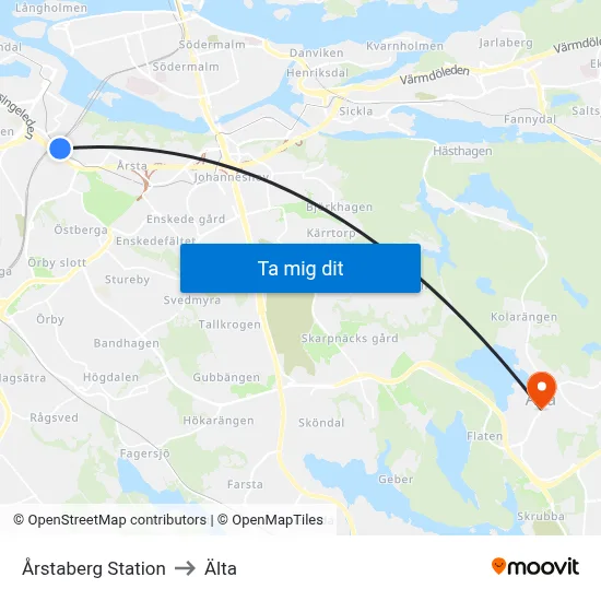 Årstaberg Station to Älta map