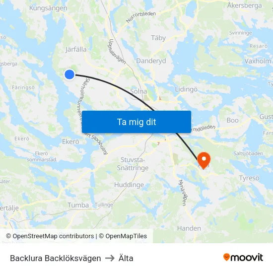 Backlura Backlöksvägen to Älta map