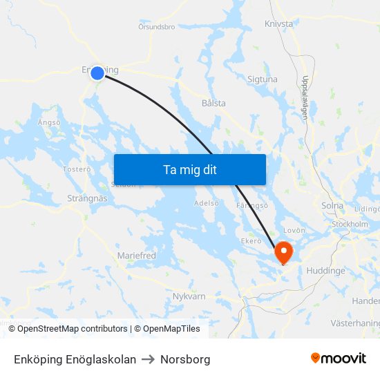 Enköping Enöglaskolan to Norsborg map