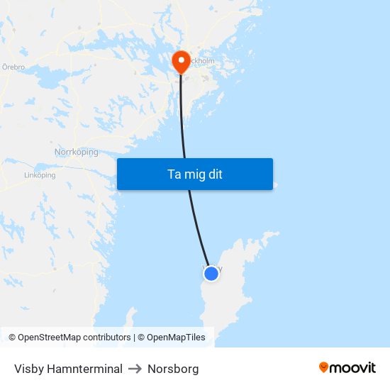 Visby Hamnterminal to Norsborg map