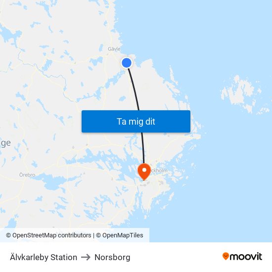 Älvkarleby Station to Norsborg map