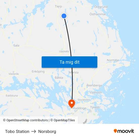 Tobo Station to Norsborg map