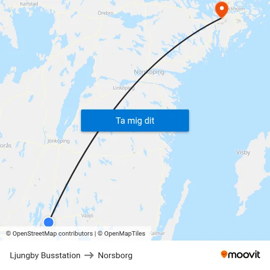 Ljungby Busstation to Norsborg map