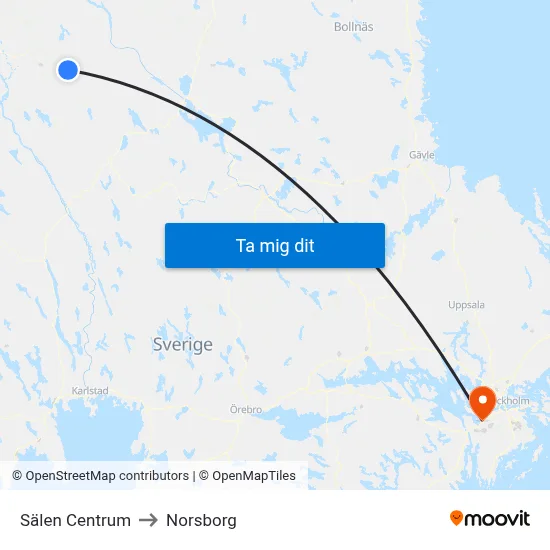 Sälen Centrum to Norsborg map