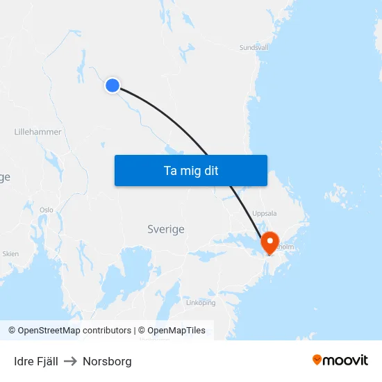 Idre Fjäll to Norsborg map