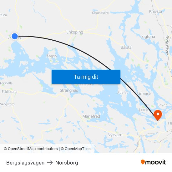 Bergslagsvägen to Norsborg map