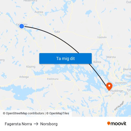 Fagersta Norra to Norsborg map