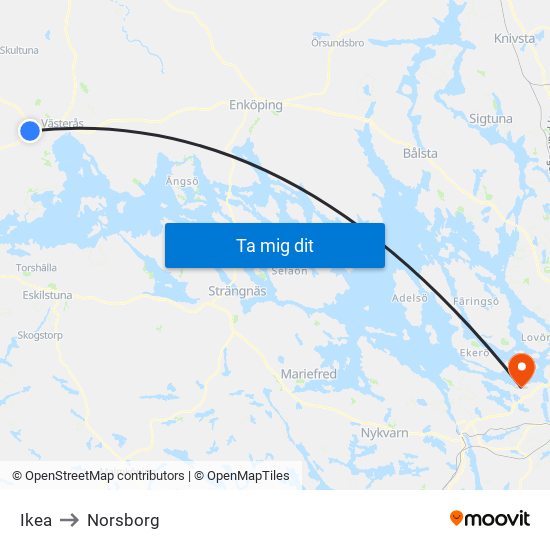 Ikea to Norsborg map