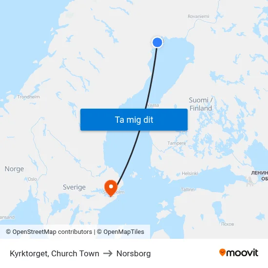 Kyrktorget, Church Town to Norsborg map