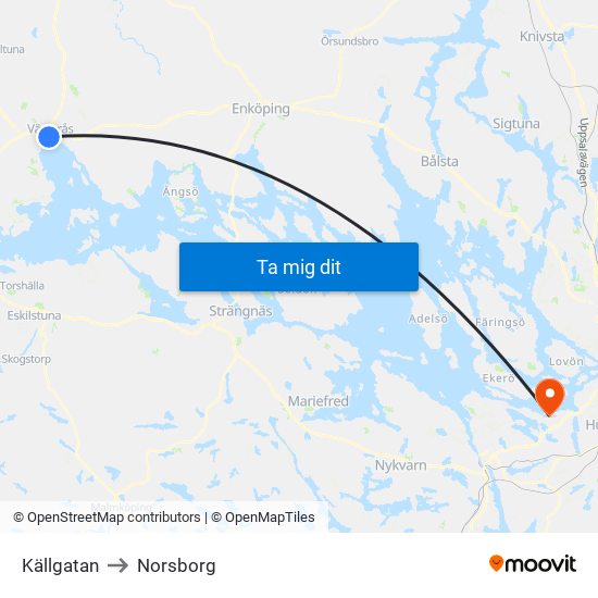 Källgatan to Norsborg map