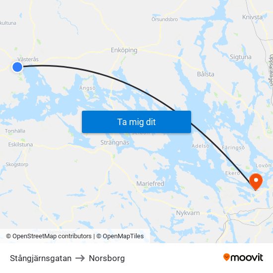 Stångjärnsgatan to Norsborg map