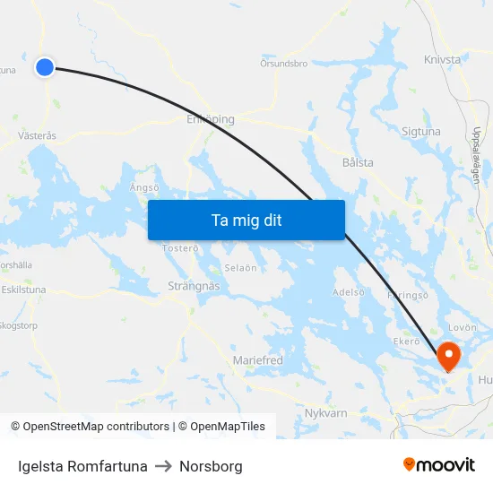 Igelsta Romfartuna to Norsborg map