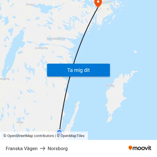 Franska Vägen to Norsborg map