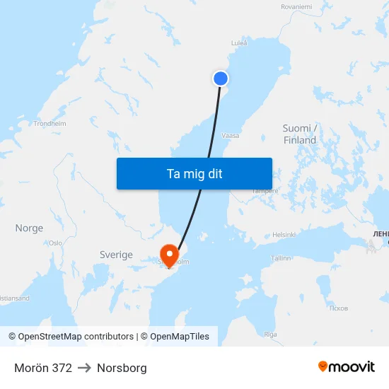 Morön 372 to Norsborg map