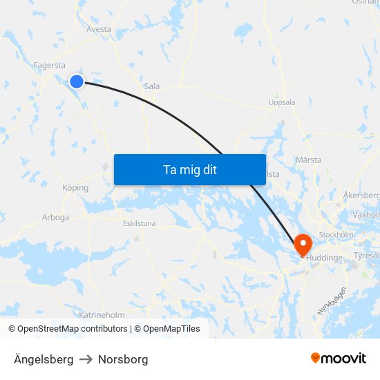 Ängelsberg to Norsborg map