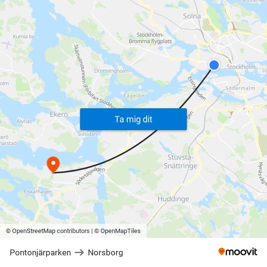 Pontonjärparken to Norsborg map