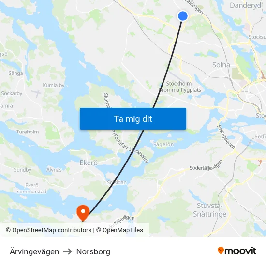 Ärvingevägen to Norsborg map
