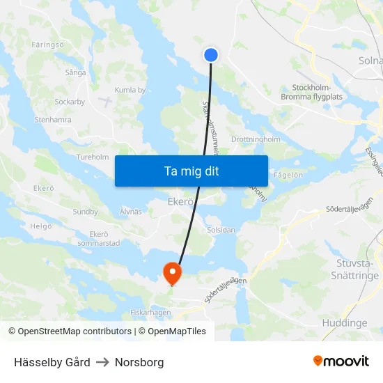 Hässelby Gård to Norsborg map