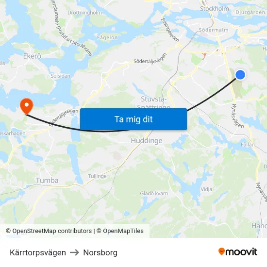 Kärrtorpsvägen to Norsborg map