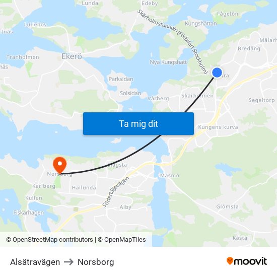 Alsätravägen to Norsborg map
