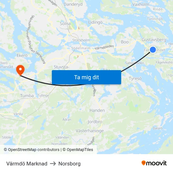 Värmdö Marknad to Norsborg map