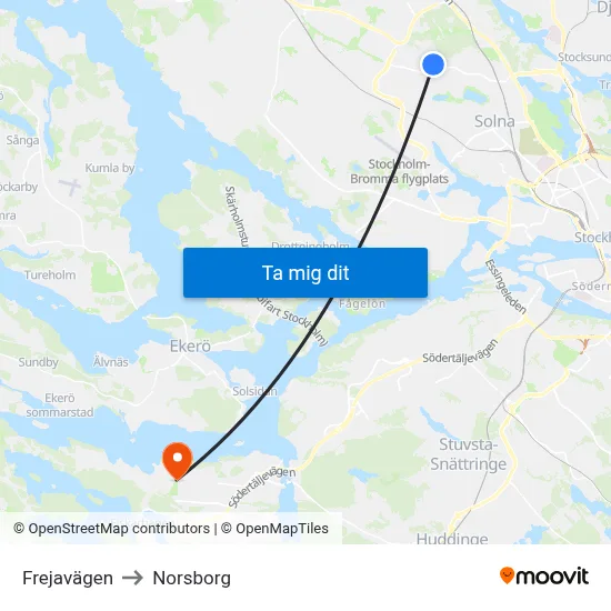 Frejavägen to Norsborg map