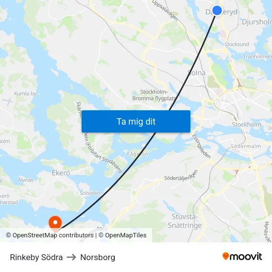 Rinkeby Södra to Norsborg map