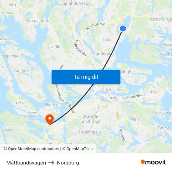 Måttbandsvägen to Norsborg map