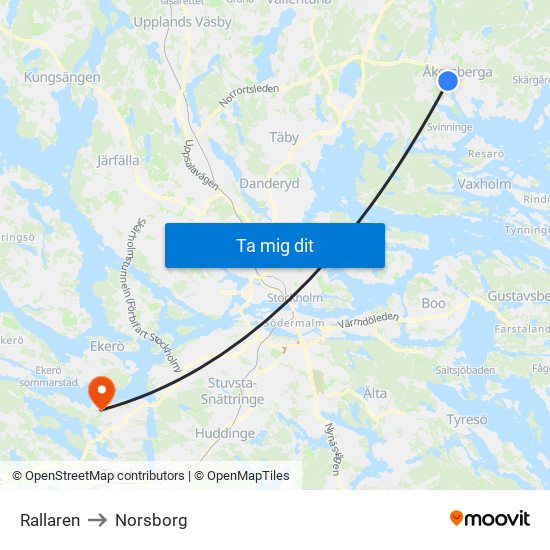 Rallaren to Norsborg map